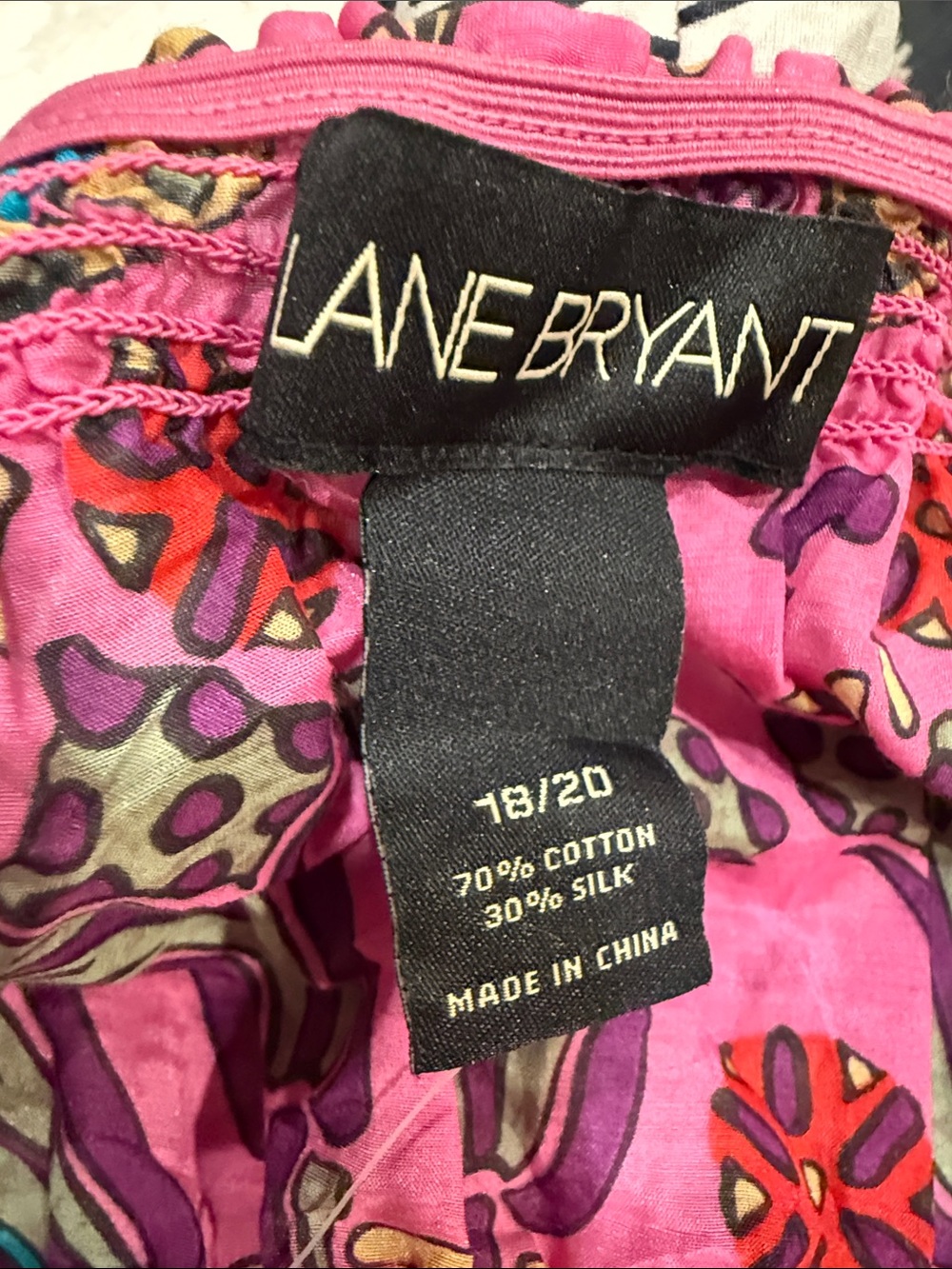 Lane Bryant Colorful Cotton Silk Smock Waist Lightweight Beach Cover Dress NEW - Picture 10 of 11